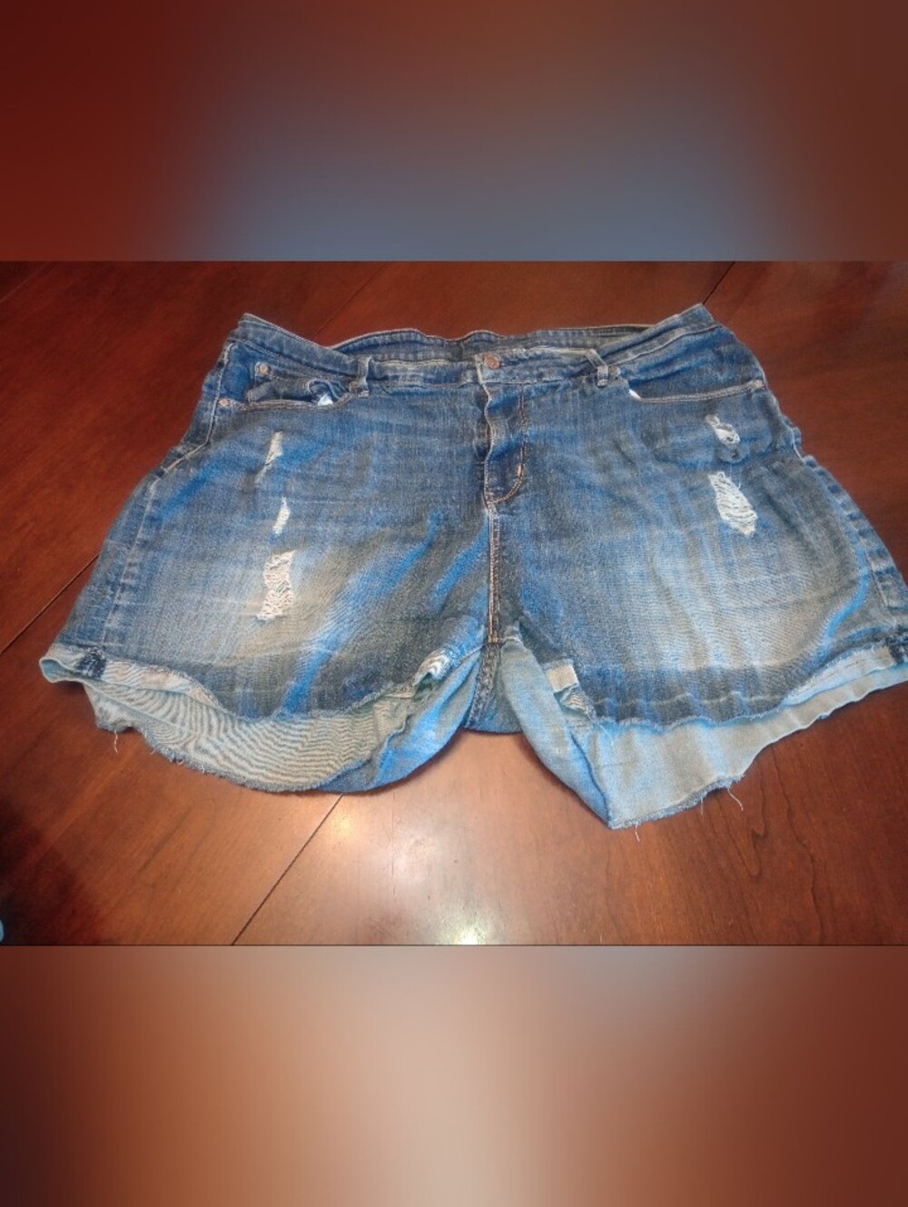 Blue Distressed Denim Shorts - Women